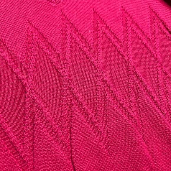 Vintage 90s Lands' End Direct Merchants Red Argyle Diamond Knit Sweater Retro - Picture 3 of 6